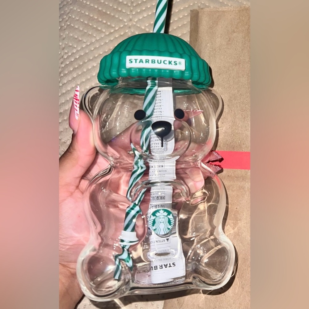 Starbucks barista bear glass cup